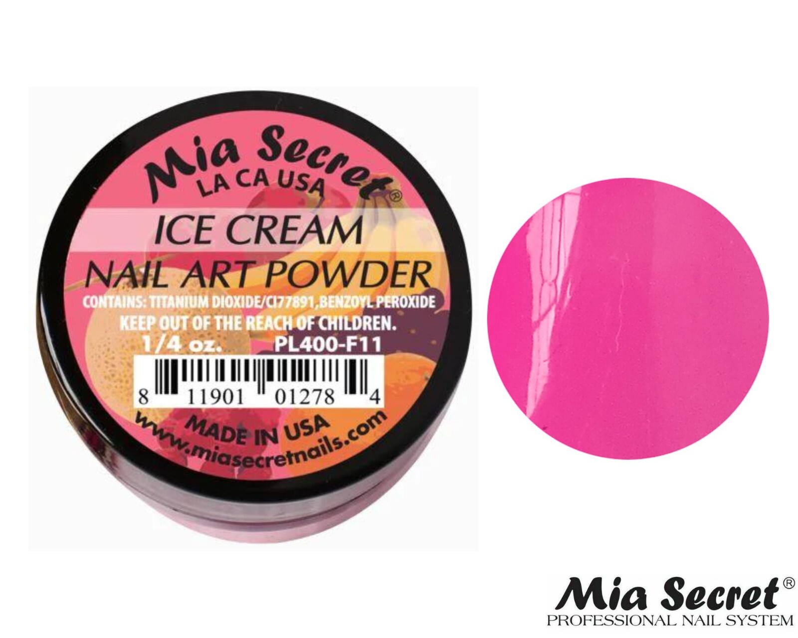 Mia Secret Nail Art Powder Fruity Collection (ICE CREAM) 1/4oz