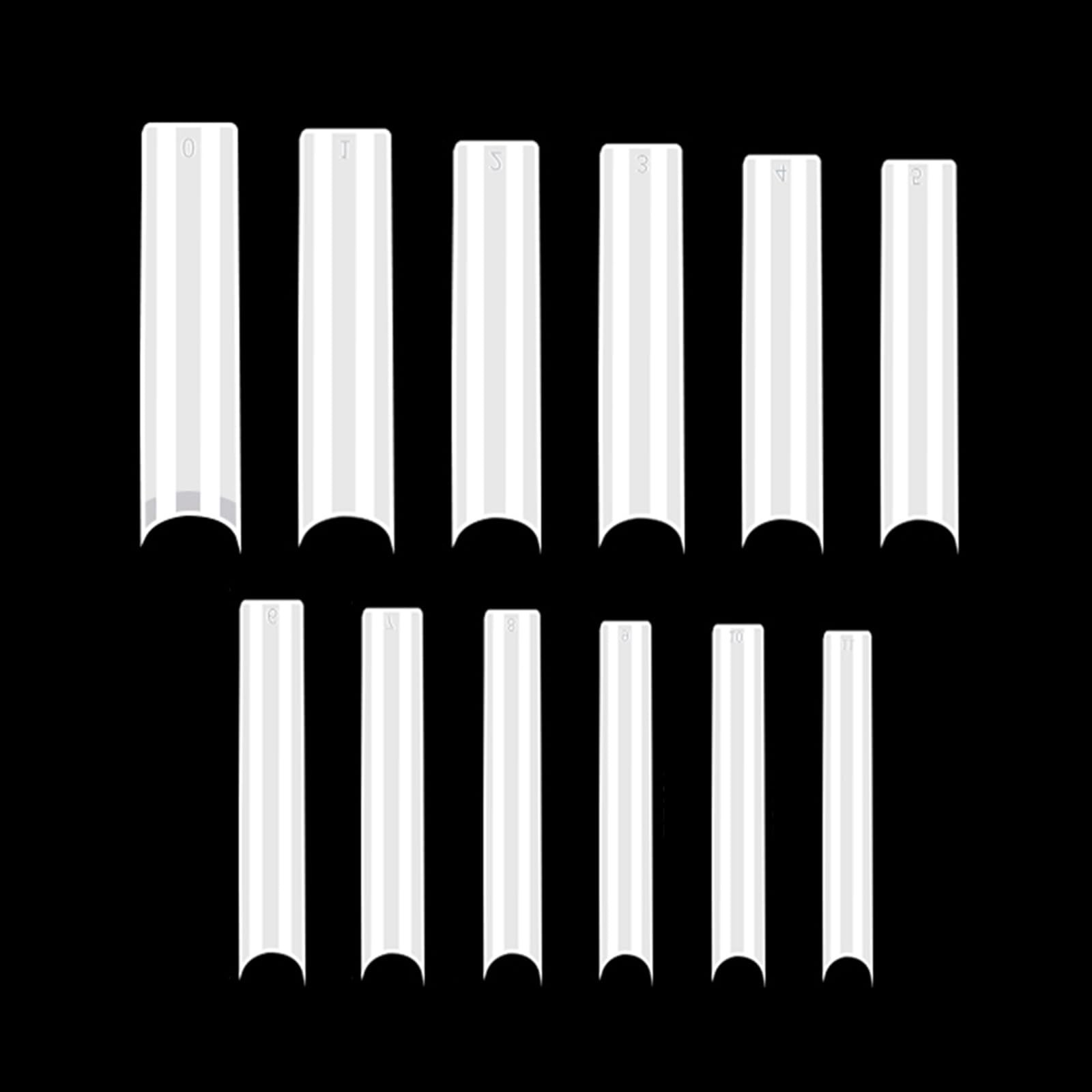 Clear Square Nail Tips, 240PCS 3XL Long No C Curve Nail Tips, Half Cover Flat…