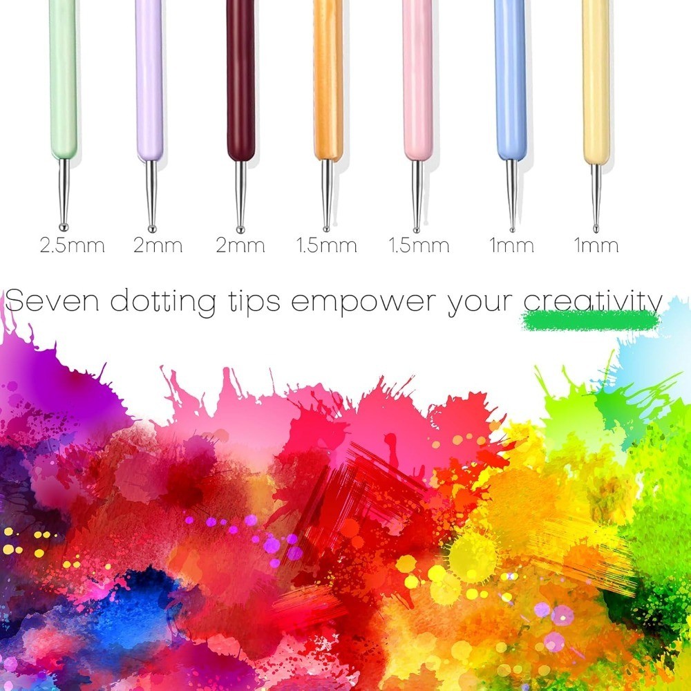 7PCS Nail Art Brush Set for DIY Painting Design with Liner Extension Gel Builder