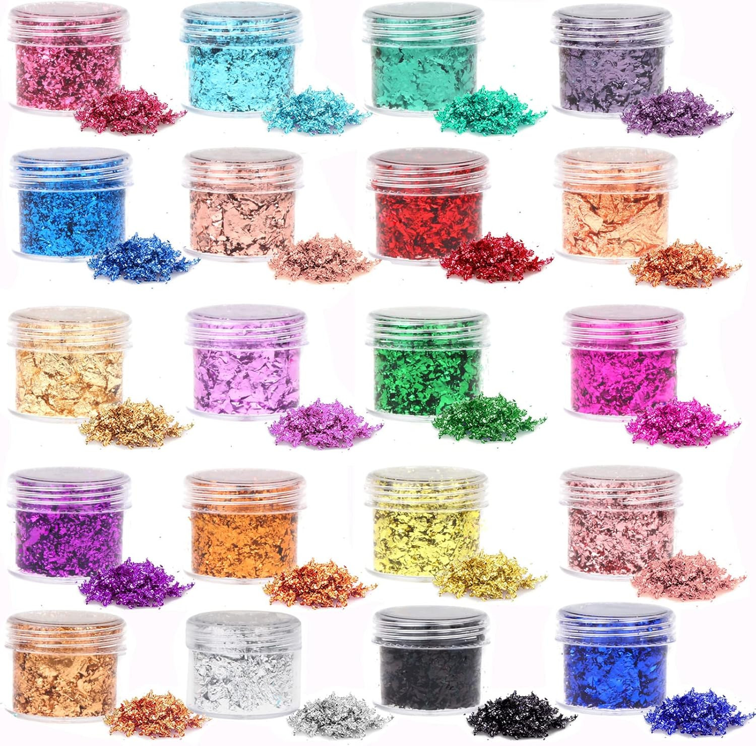Gold Foil Flakes Set, 20 Bottles Gilding Flakes with Tweezers for Resin, Nail Ar