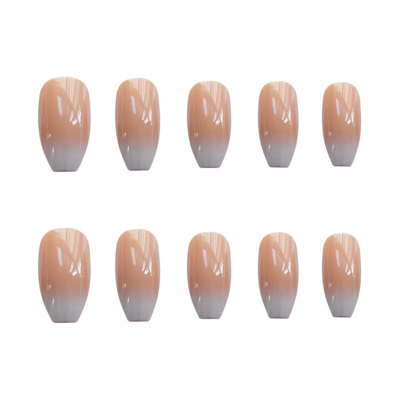 24 Medium Press on nails kit w glue cream french ombre coffin