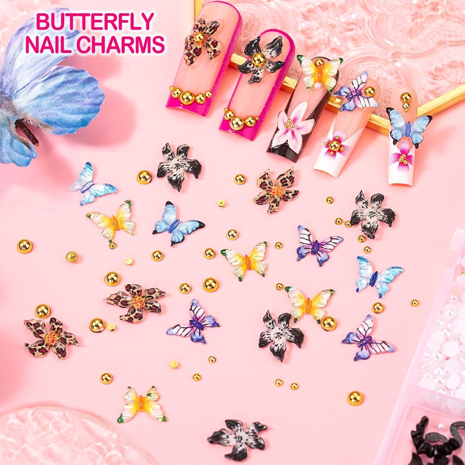 8000pcs 3D Nail Charms and Nail Gems, Cute Nail Rhinestones and Charms Y2K fo…