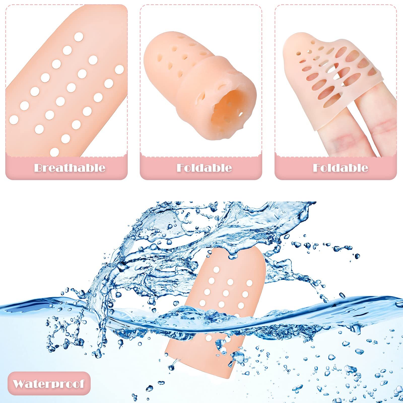 20Pcs Silicone Gel Finger Cots Breathable Finger Protectors for Finger Cracking