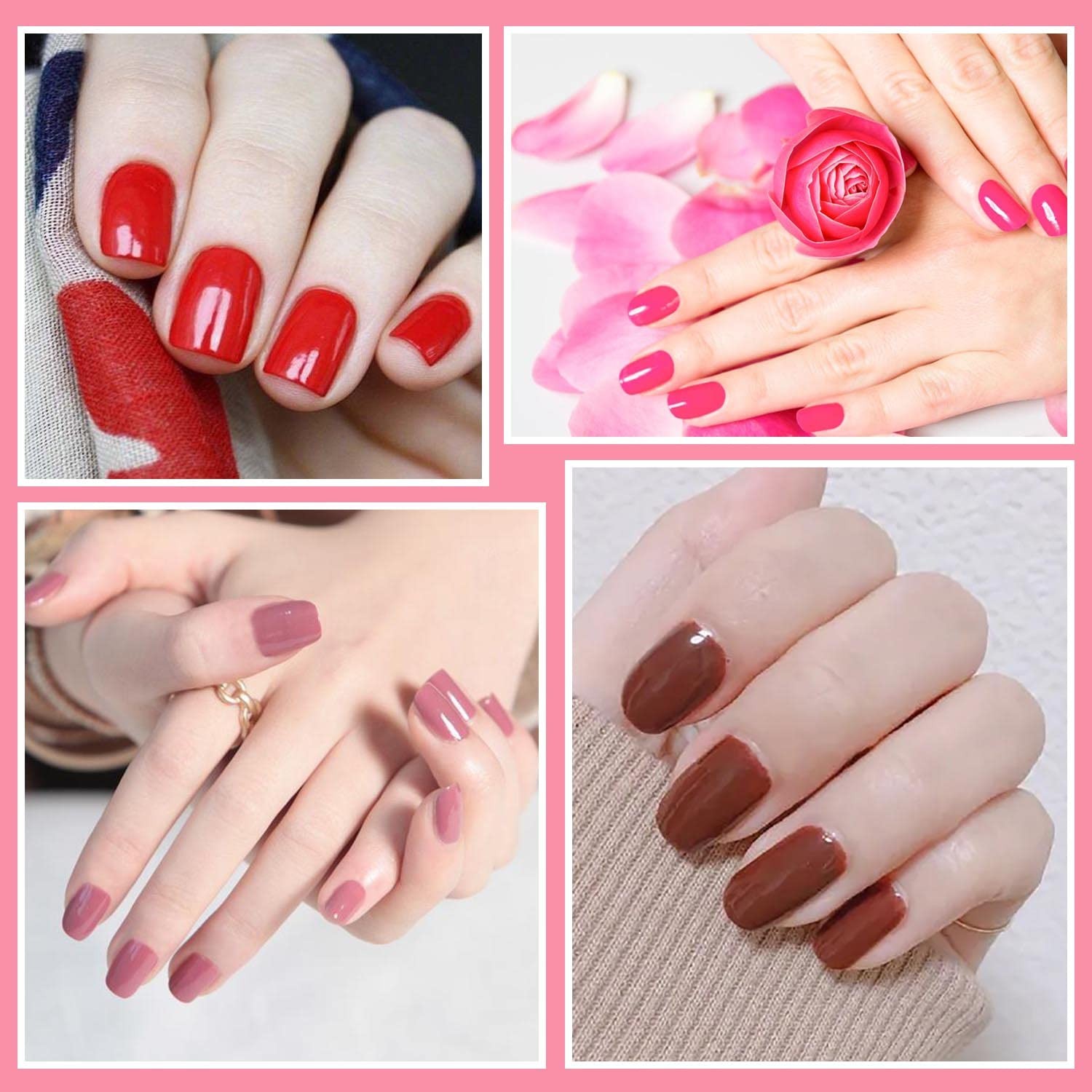16 Sheets Nail Polish Strips Red Plaid Solid Color Nail Wraps for Women Self …