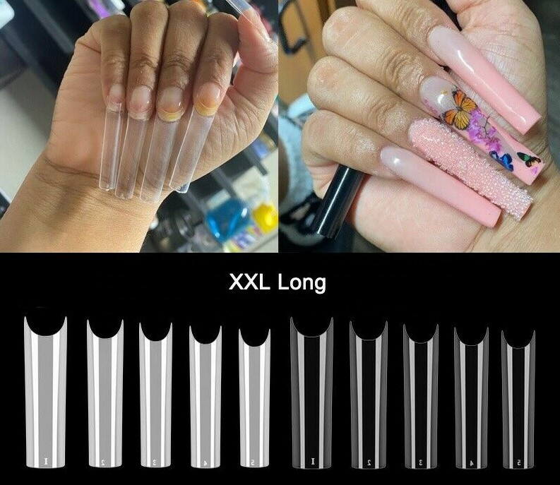 XXL C Curve Half Tube Waterpipe Half Cover Artificial False Fake Nail Tips jargo