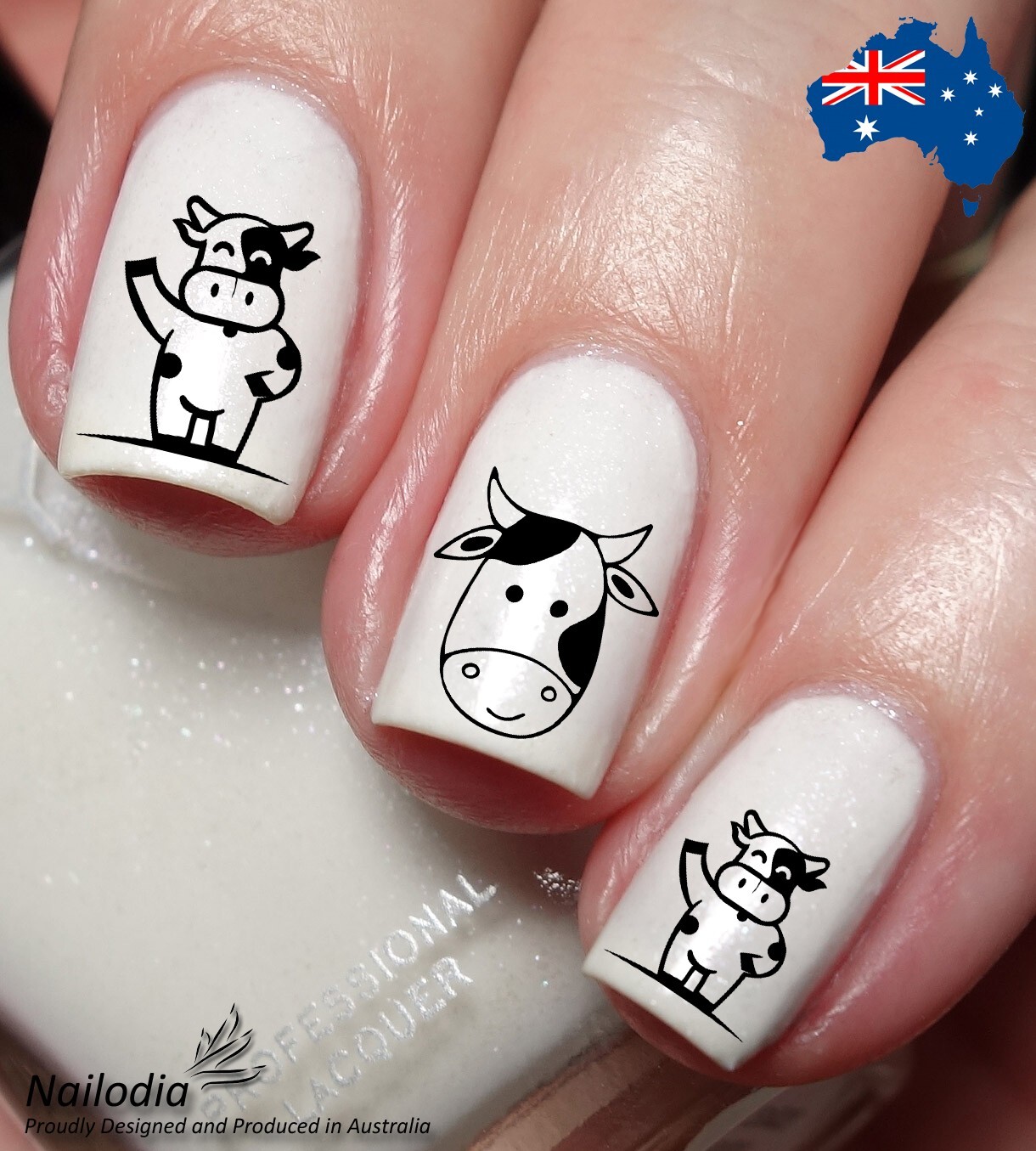Cute Baby Cow Cattle Nail Art Decal Sticker Water Transfer Slider