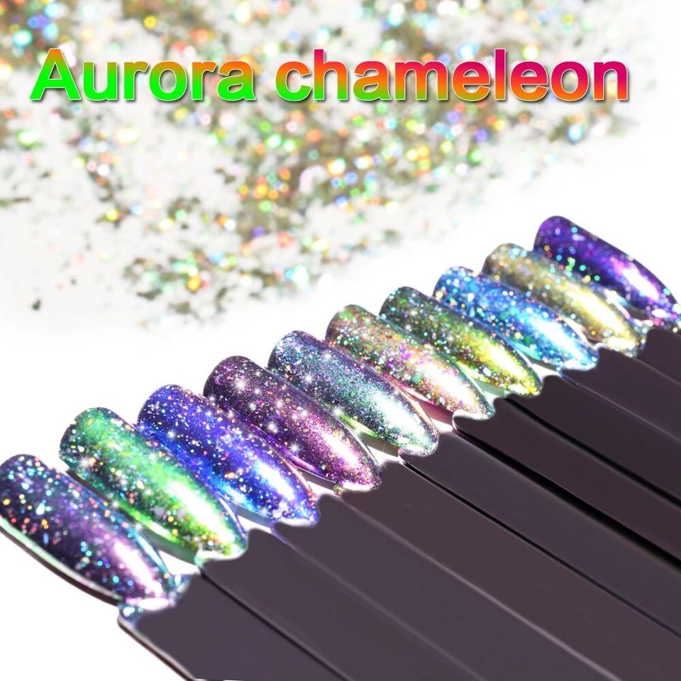 Aurora Chameleon Nail Flakes Holographic Shining Nails Powder Dazzling Sequins