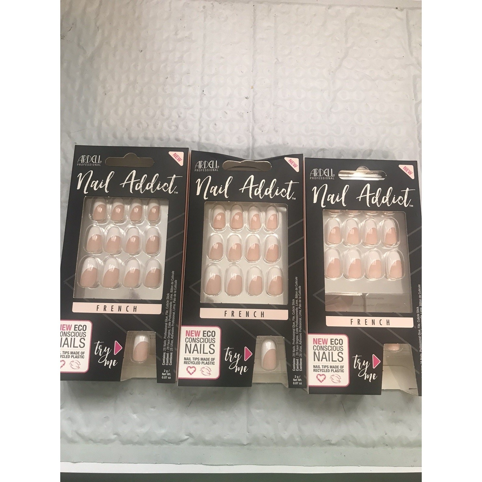 ARDELL Nail Addict Premium 28 Nails French Bandeau, French Manicure New 3 Pack