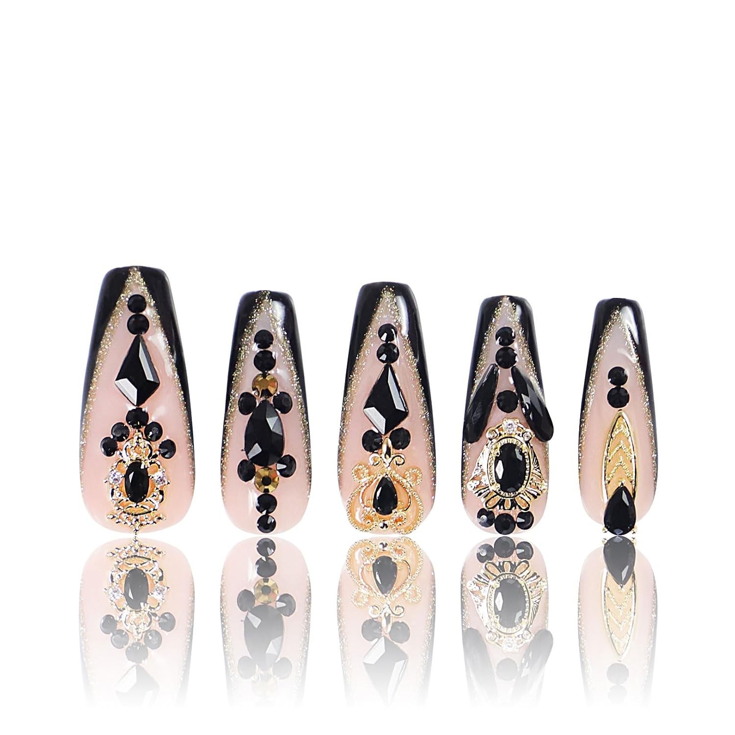 Handmade Crystal Full Cover Reusable Coffin Nails