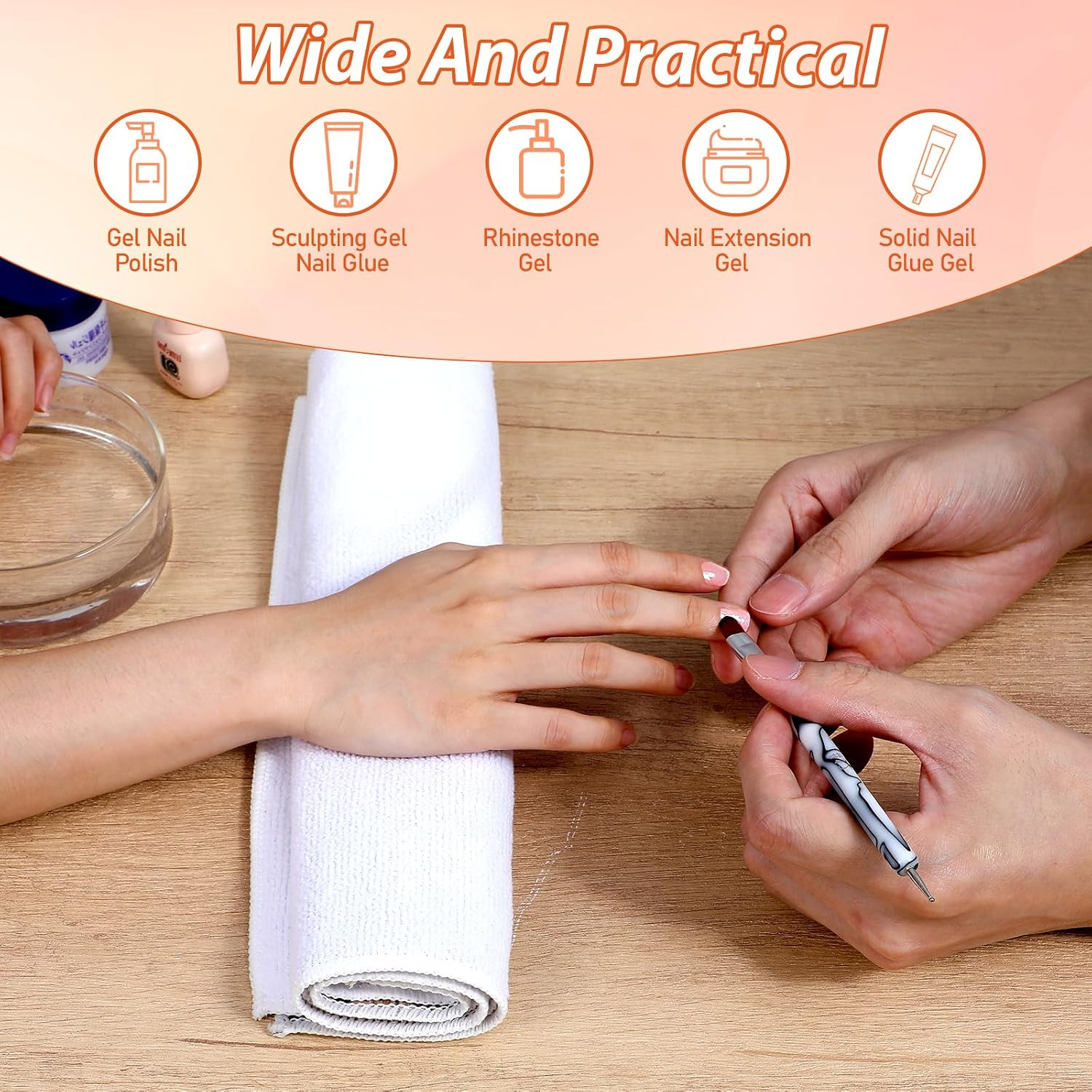 4 Pcs French Gel Nail Brushes, Double Head Acrylic Nail Art Brush with Dotting