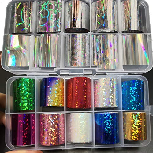 30 Roll Hologrphic Transfer Nail Foil Sticker Silver Laser Nail Holographic A