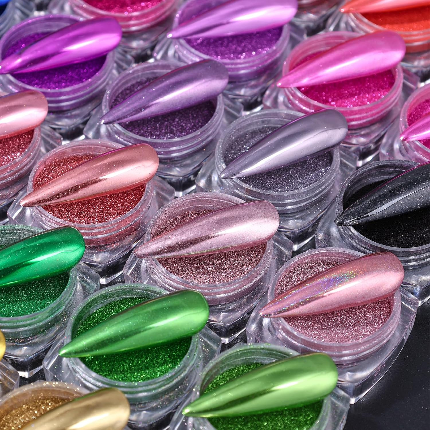 45 Colors Chrome Nail Powder Mirror Effect Nail Chrome Gold Silver Laser Red Pin