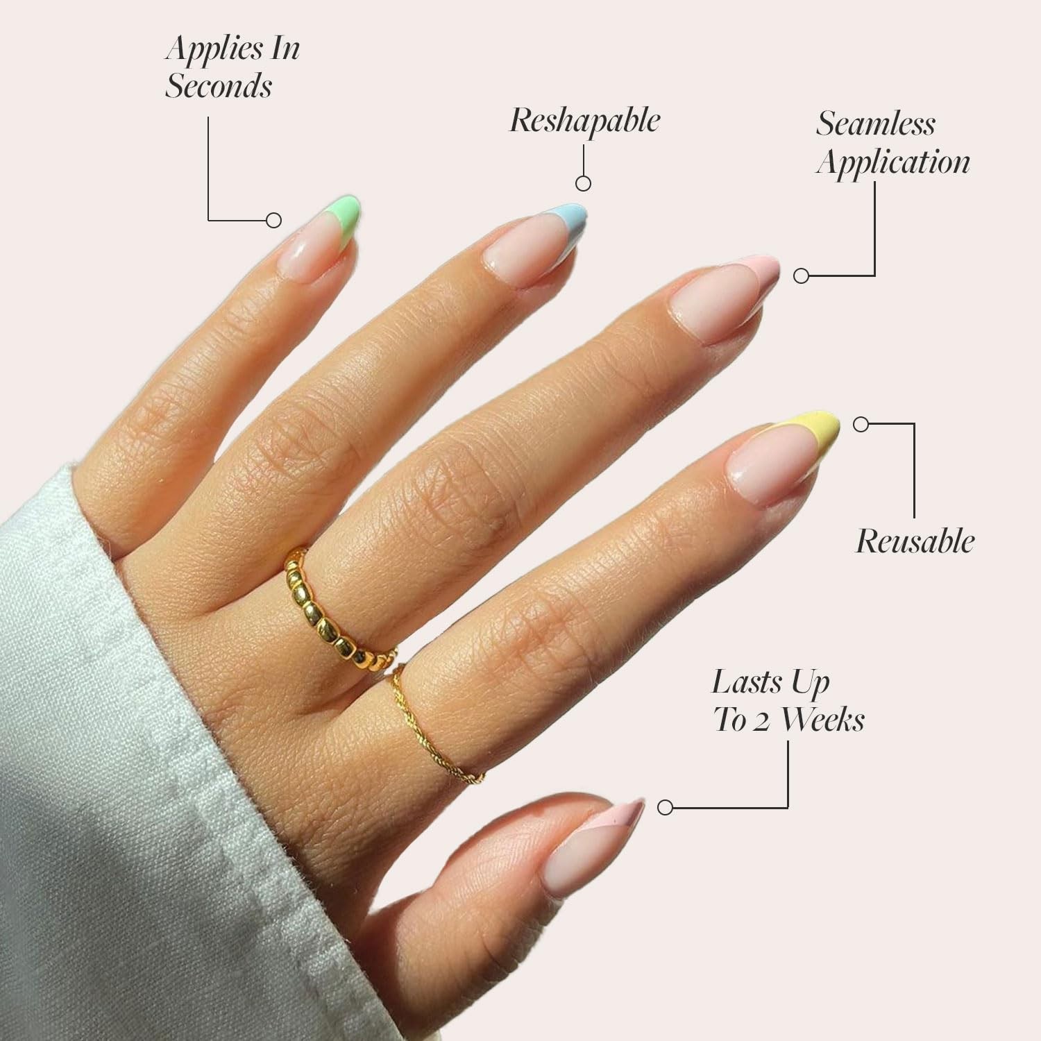 30-Piece Confetti Nail Kit: Short Almond, Customizable Size Options