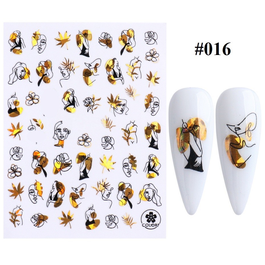 Gold Black Abstract Nail Art Stickers (Group 1)