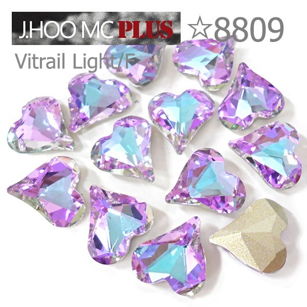 J.HOO Crystal 8809 Heart V-Cut Fancy Rhinestones 10x9mm Nail Art (4pcs)