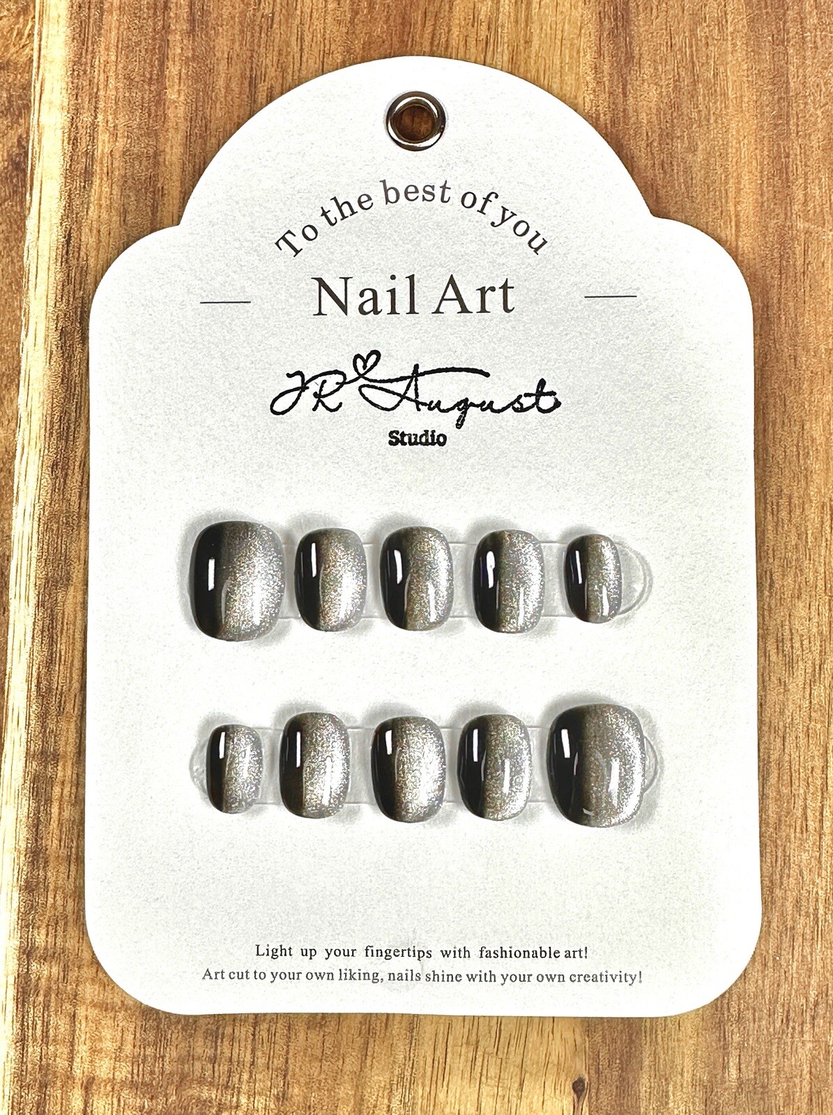press on nails handmade Shiny Black Short Round S L