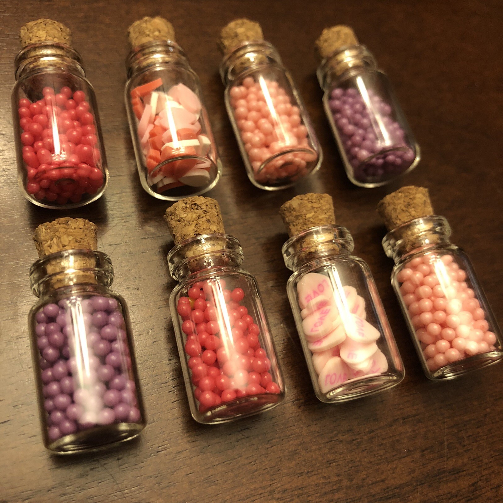 NAIL ART MINIATURES Dollhouse Valentines Pink Purple Red Love Hearts Candy Jars