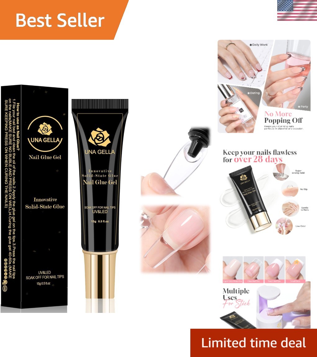 UV/LED Cure 15ml Solid Nail Glue Gel – Durable, Easy to Use, and Safe for Nails