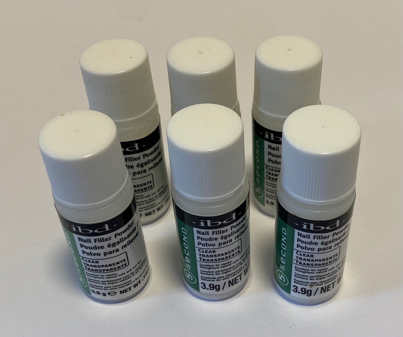 IBD 5 Second Nail Filler Powder Lot of 6 NEW without Box Clear