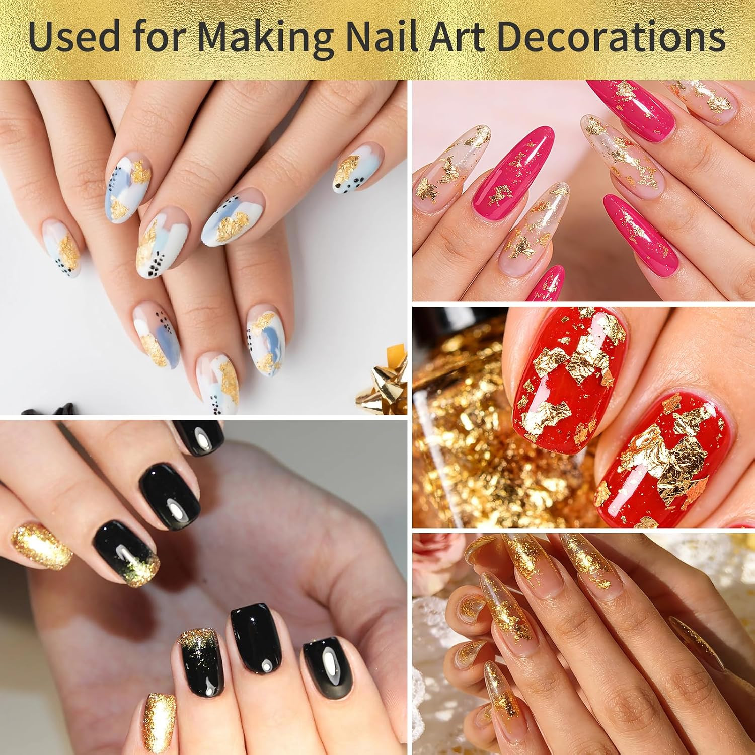 10G Gold Leaf Flakes with Tweezers, Metallic Gold Foil Flakes for Resin, Imitati