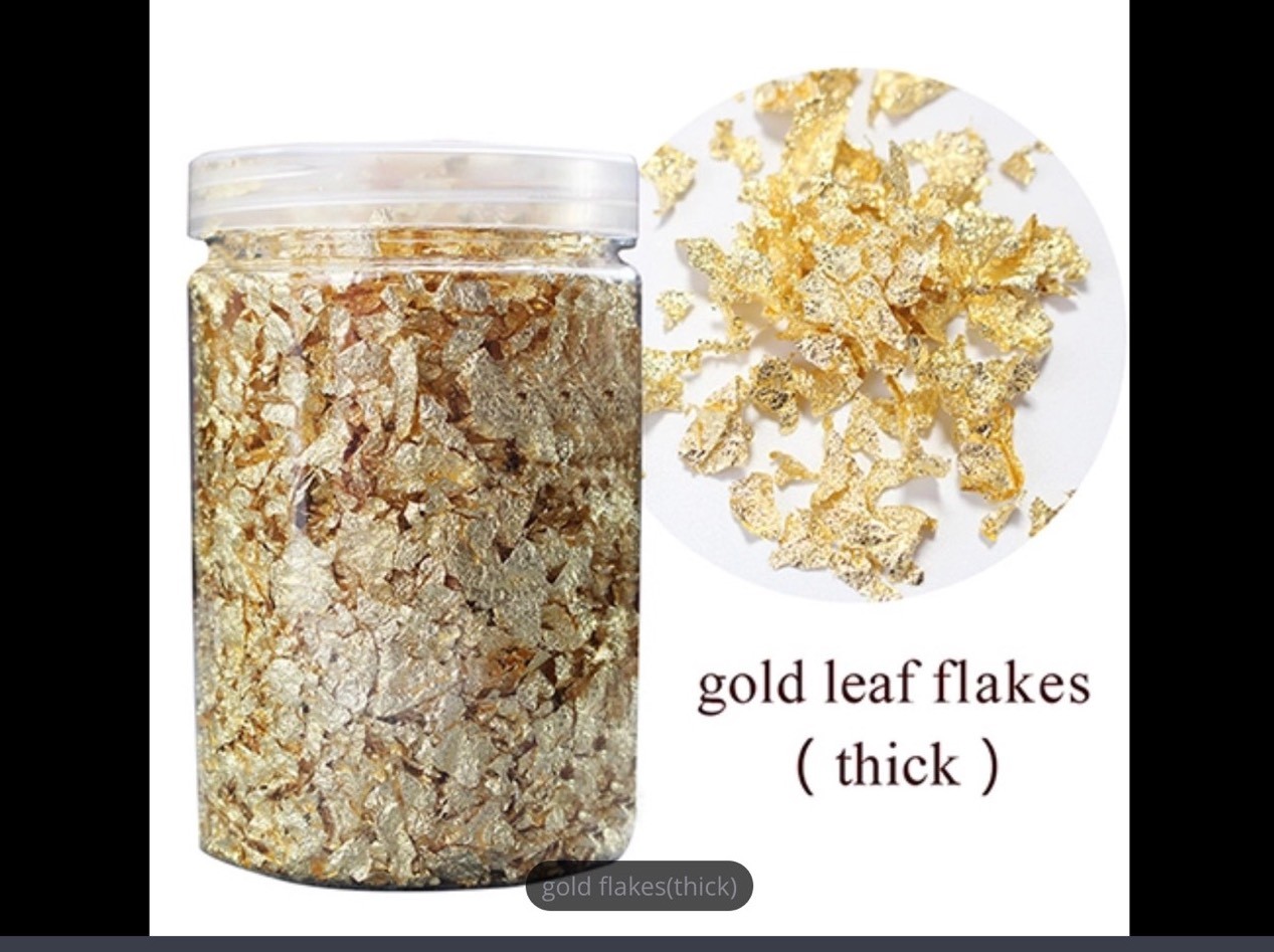 Gold Nail Art Leaf Micro Flakes To Use With Gel Or Acrylic 3gram Pot