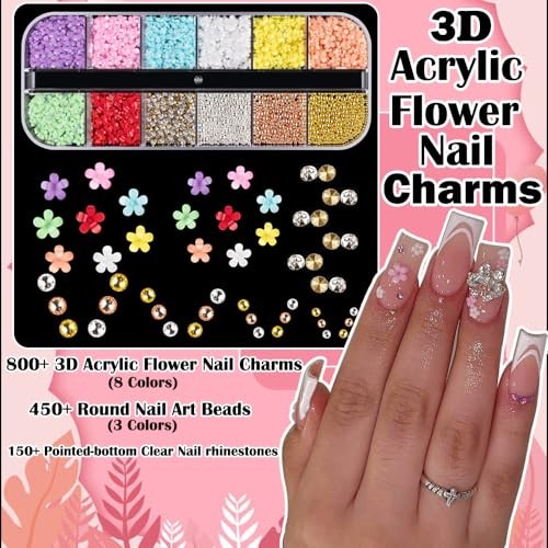 3D Nail Charms and Gems for Nail Art 3D Flower Rein 2pcs multicolor flowers-1
