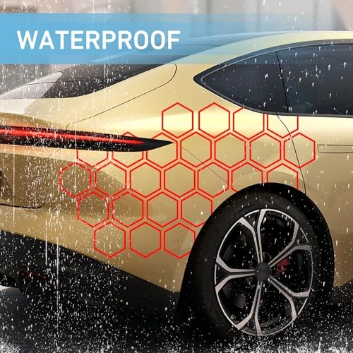 Car Honeycomb Graphics Stickers, 3.31″ x 3.94″ Reflective Honeycomb 30 PCS Red