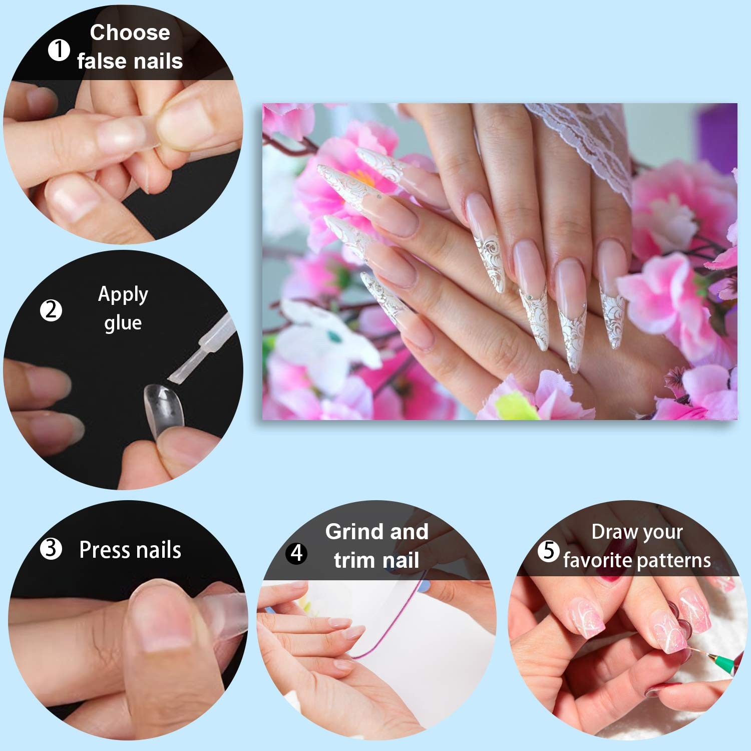 1000 PCS French Coffin Ballerina Nail Tips Acrylic Nails Artificial Half Fals…