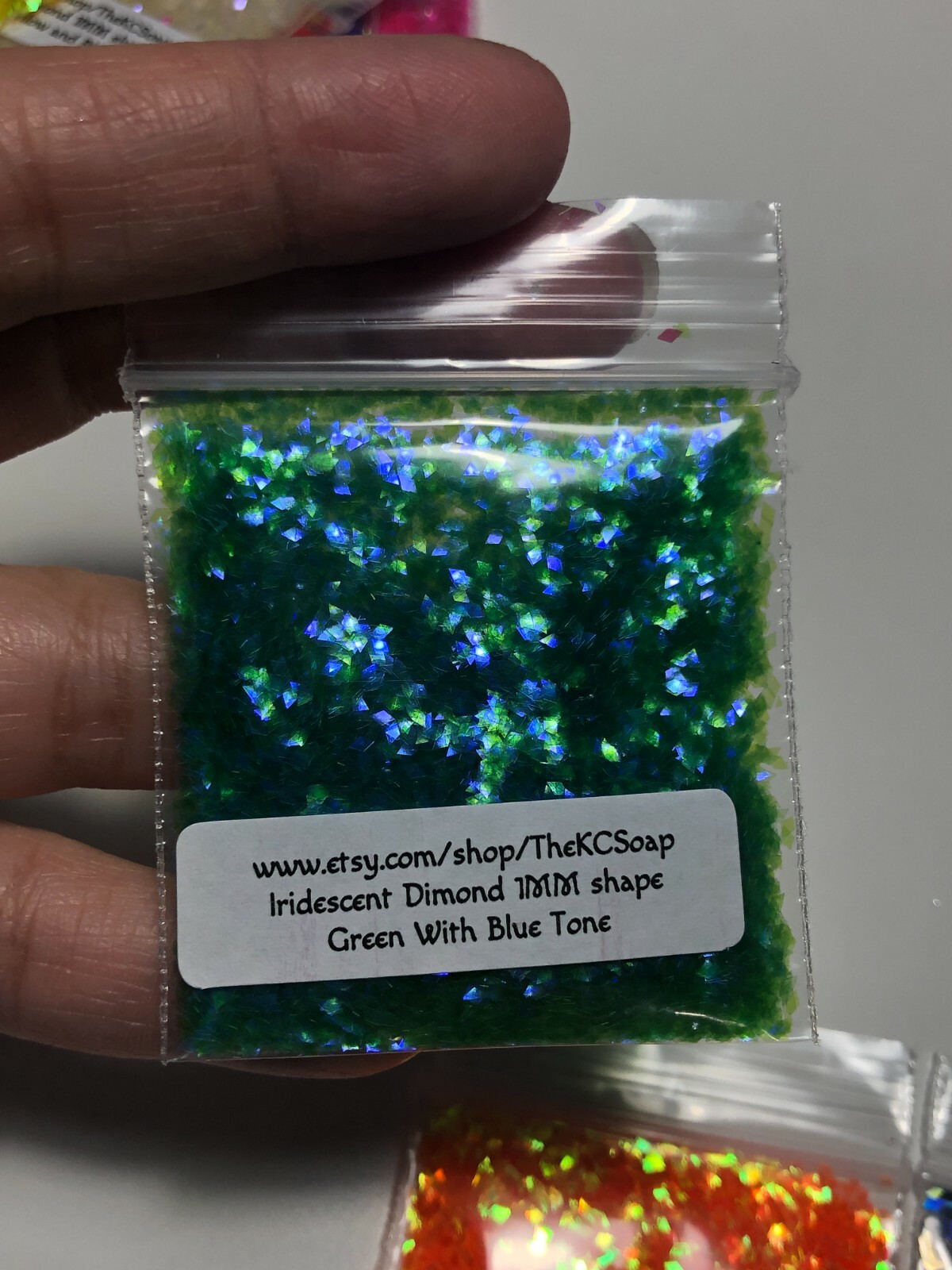 Iridescent Glitter Diamond 1MM Snow White pink blue sheen Nail Art US seller