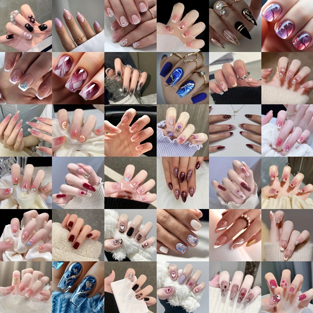 120 Wearable Nail Blends, Multiple Patterns and Shapes, Detachable Fake Nails