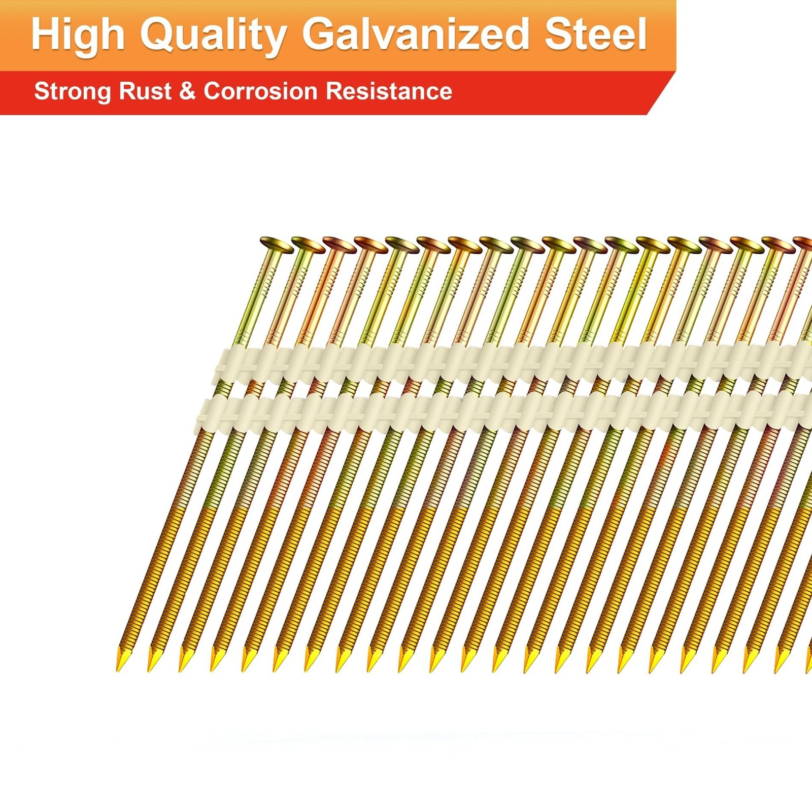 Framing Nails,21°Round Head Nail Pack,Galvanized Nails,Ring Shank for 20 to