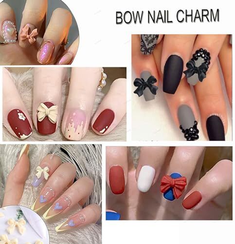 3D Bow Nail Charms Bow-Knot Nail Art Stud Rhinestones Type1-Solid Colorful