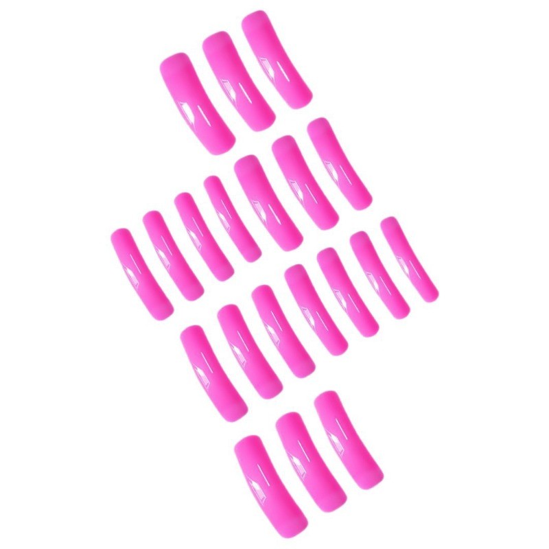 48pcs-Solid Neon Pink Glossy Extra Long Coffin Fake Nails, Press on Nail Set