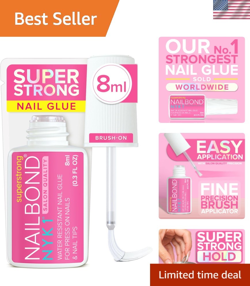 8ml Brush On Nail Adhesive for Press On & Fake Nails – Long Lasting & Mess-Free