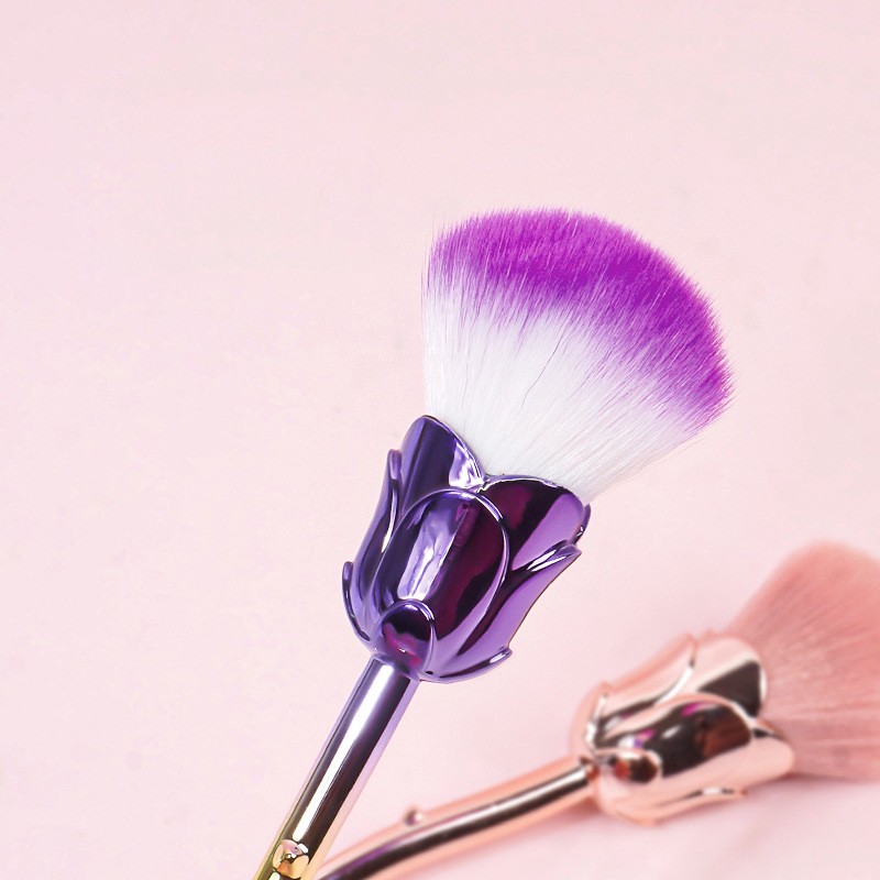 Plastic Handle Nail Dust Clean Cleaning Brush Rose Makeup Brush Manicure Tool