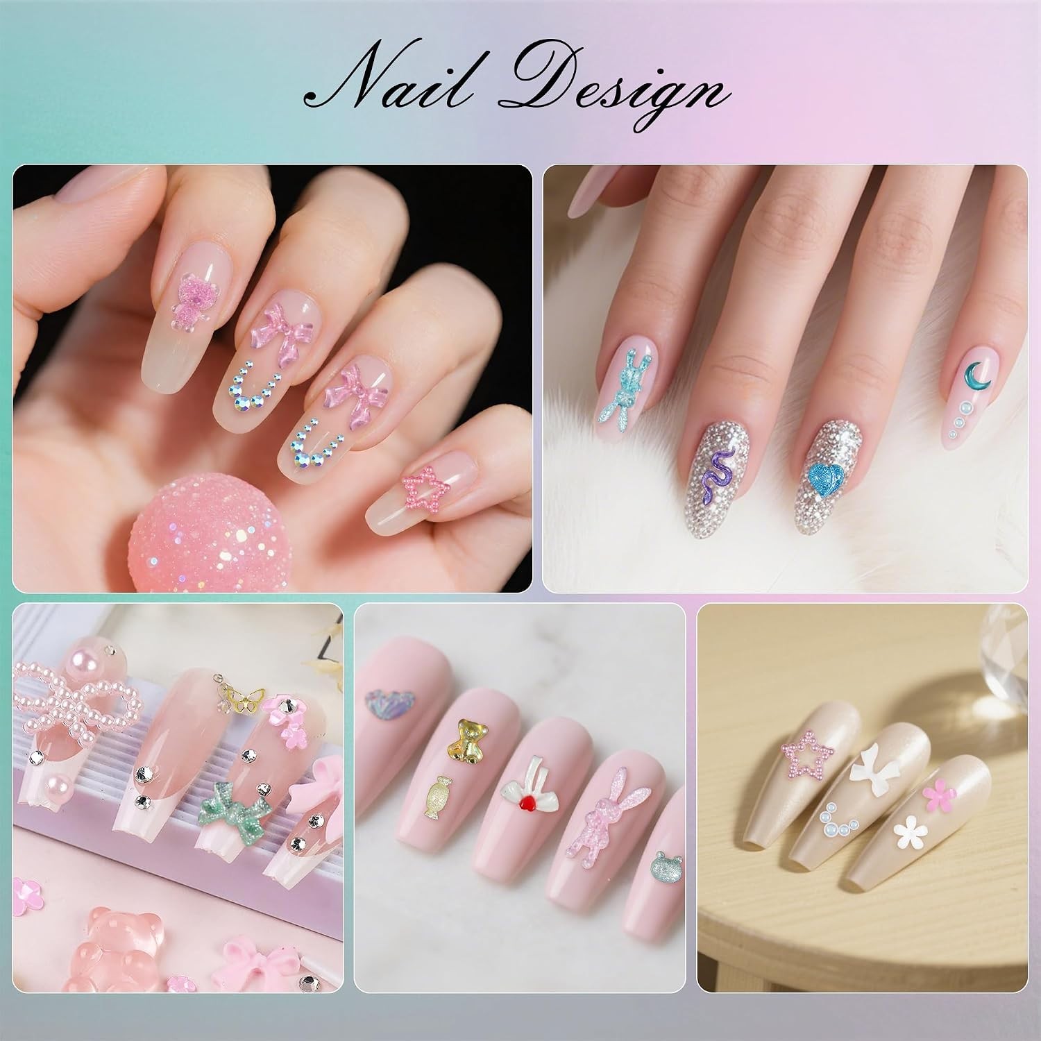 Elegant Nail Art Studs Kit – 2 Boxes of 3D Charms for Gorgeous Nail Designs