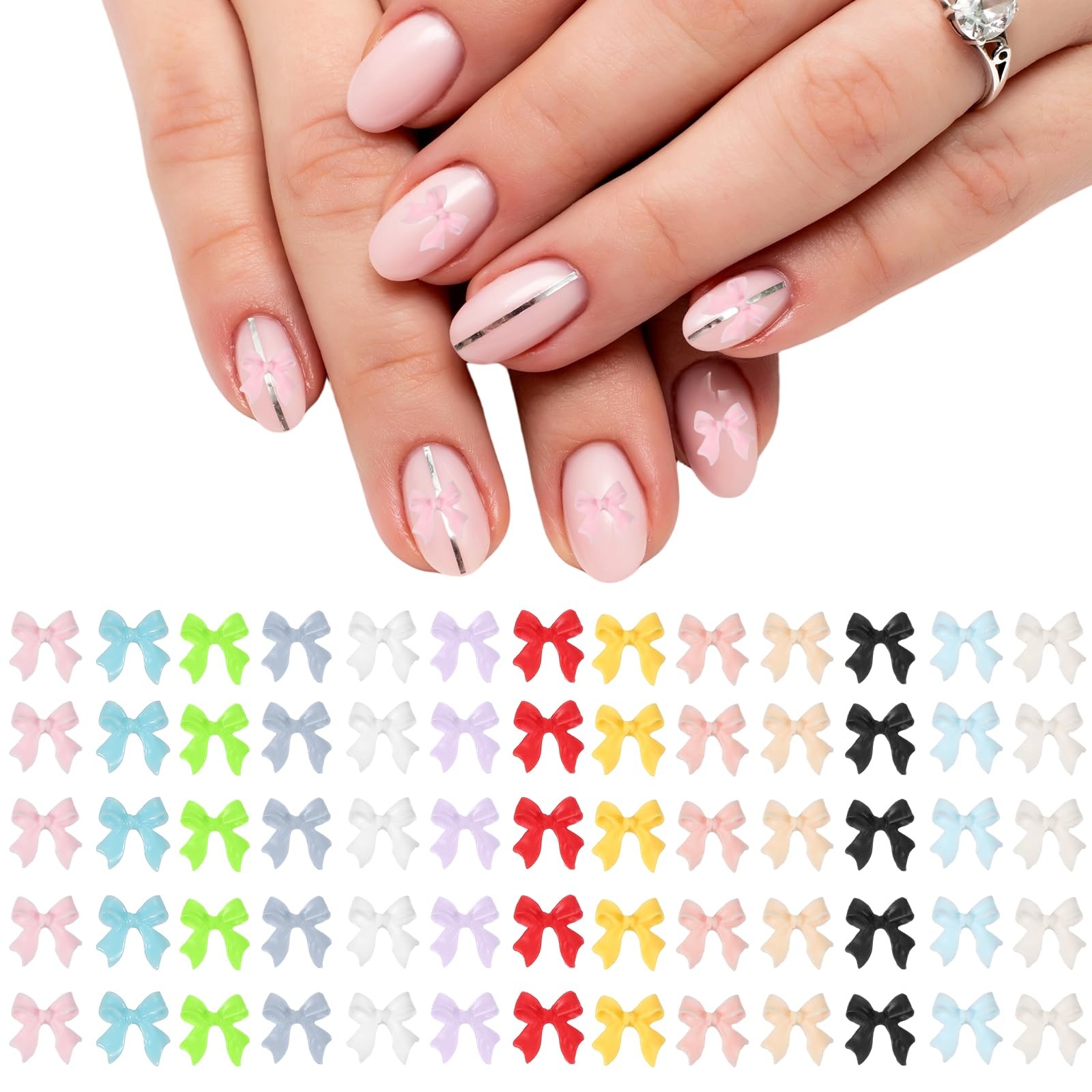 Nail Bows, 3D Flowers for Nails Acrylic Resin Bows Art – Fitting for (DIY Man…