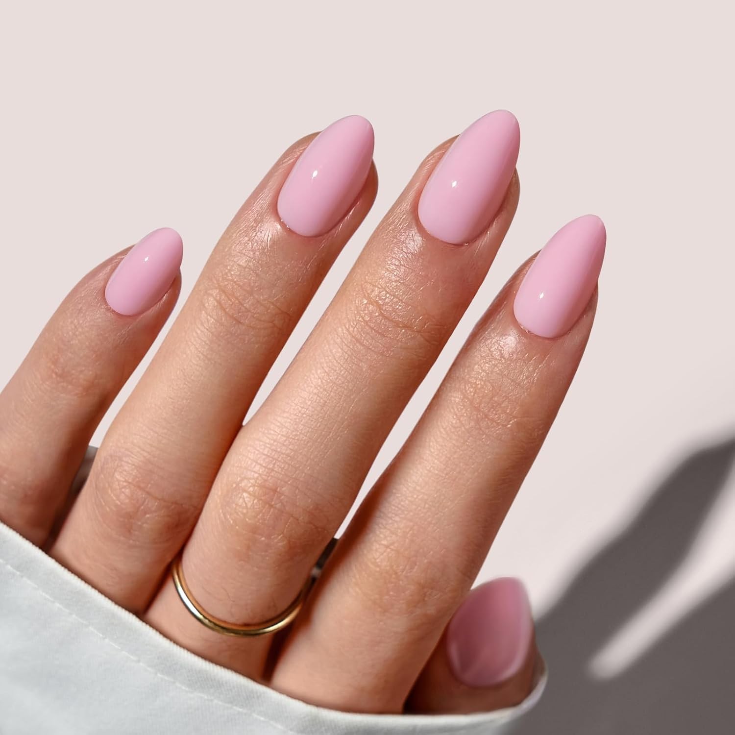 BTArtbox Press On Nails – Pastel Baby Pink Short Gel Glue On Nails for Women