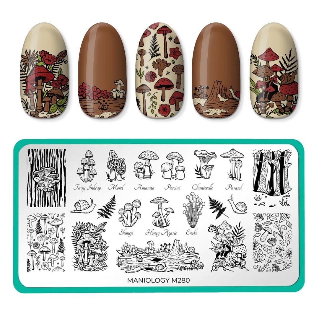 Maniology Nail Stamping Plate Lot M280 M068 M305 HTF Retired Mushroom Forest Lot