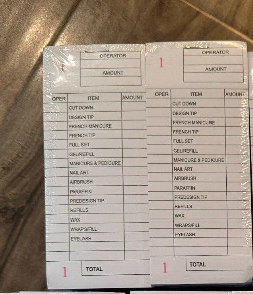 Nail Salon Ticket Check Book 100ct/book 10 books ( 2 packs )