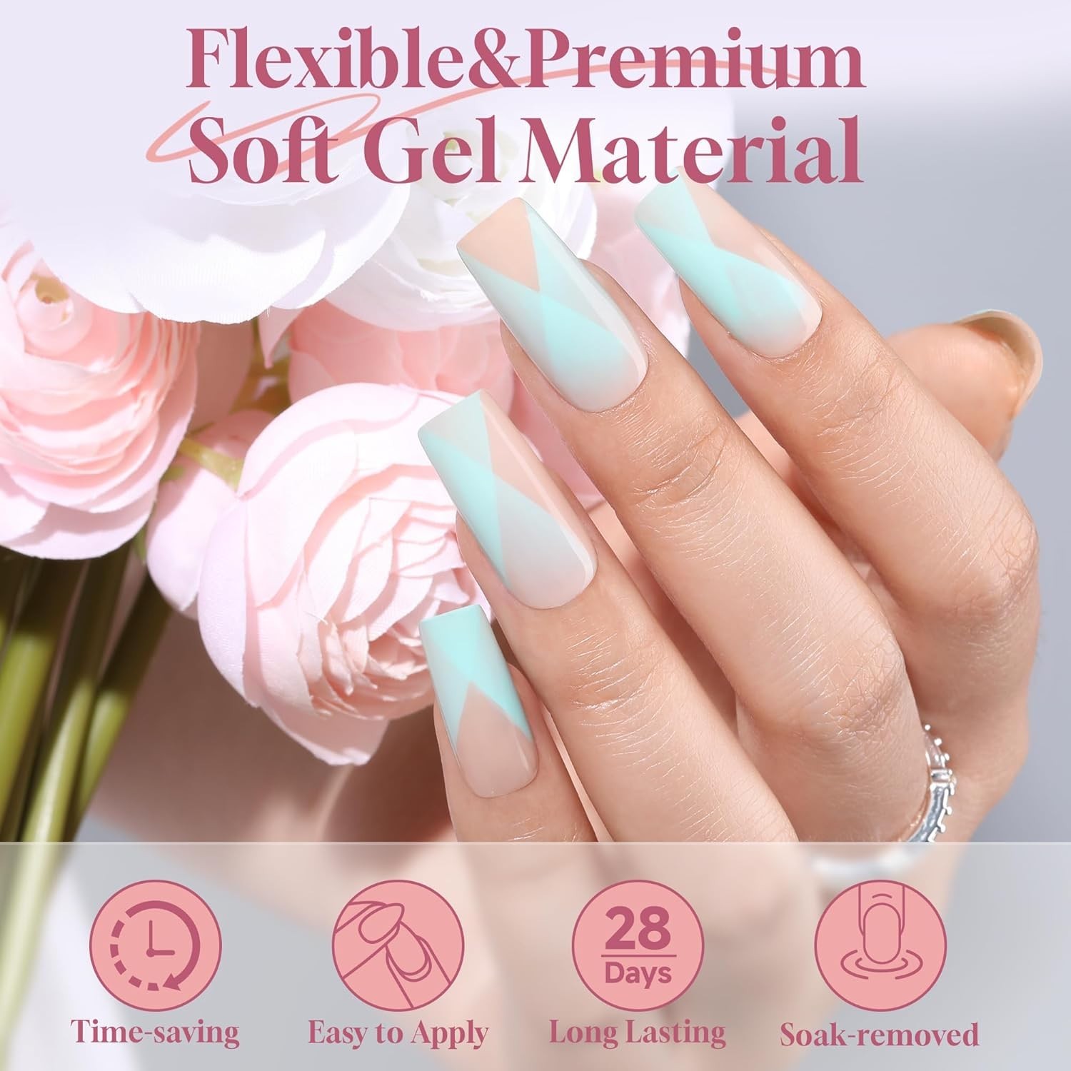 312pcs Medium Square Gel Nail Tips – Half Matte False Acrylic for Salon Quality