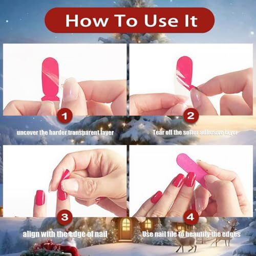 4 Sheets Christmas Gel Nail Stickers Snowflakes Gel Nail Polish Strips Xmas
