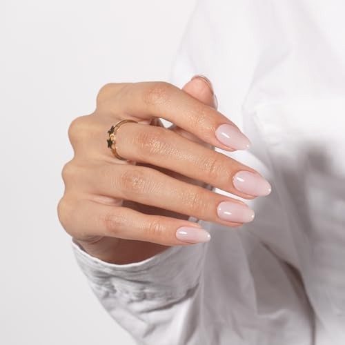 KQueenest Dusty Pink Press On Nails Short Oval – Acrylic Almond Fake Nails with