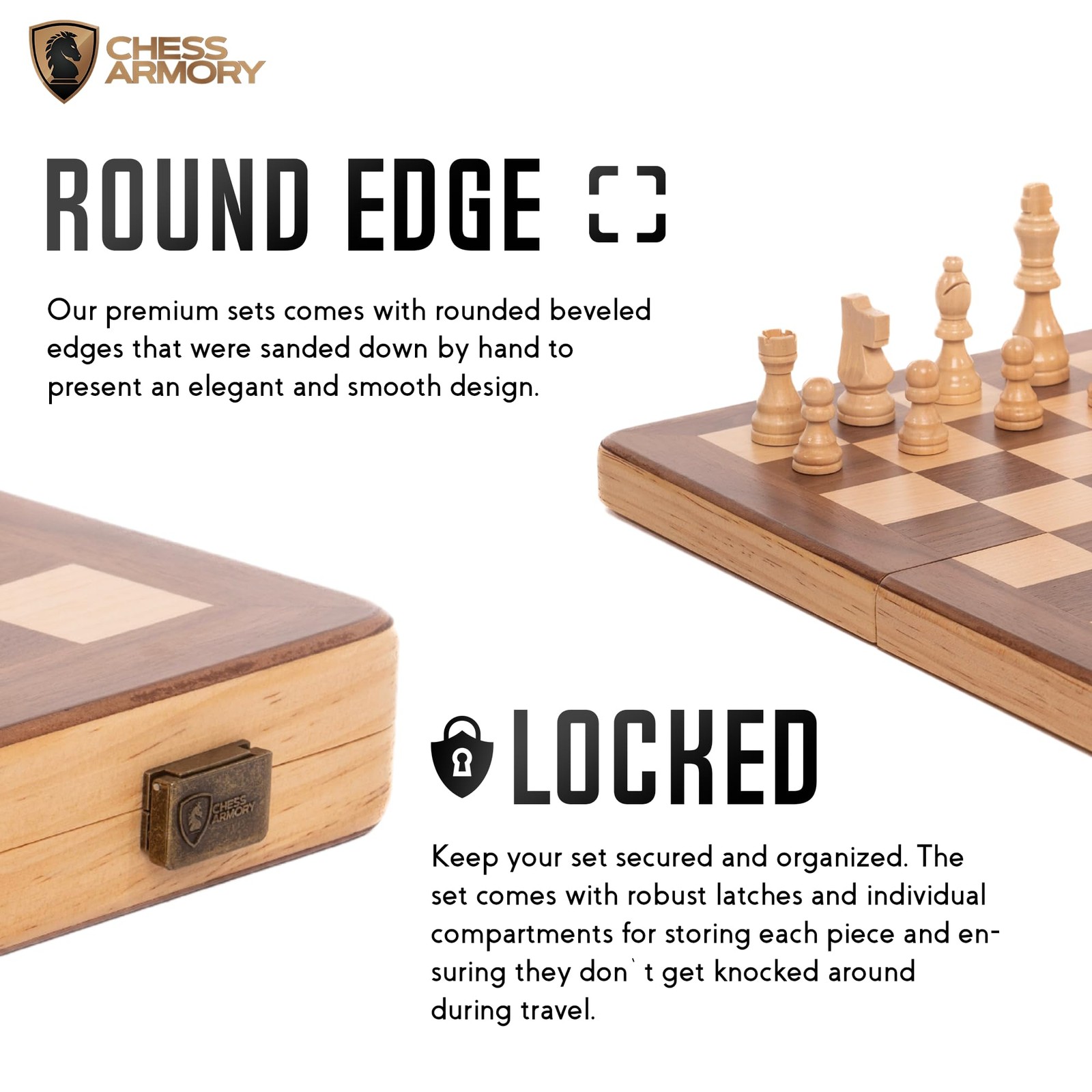 15 Inch Magnetic Wooden Chess Set for Adults & 15 inches x 15 inches, Beige