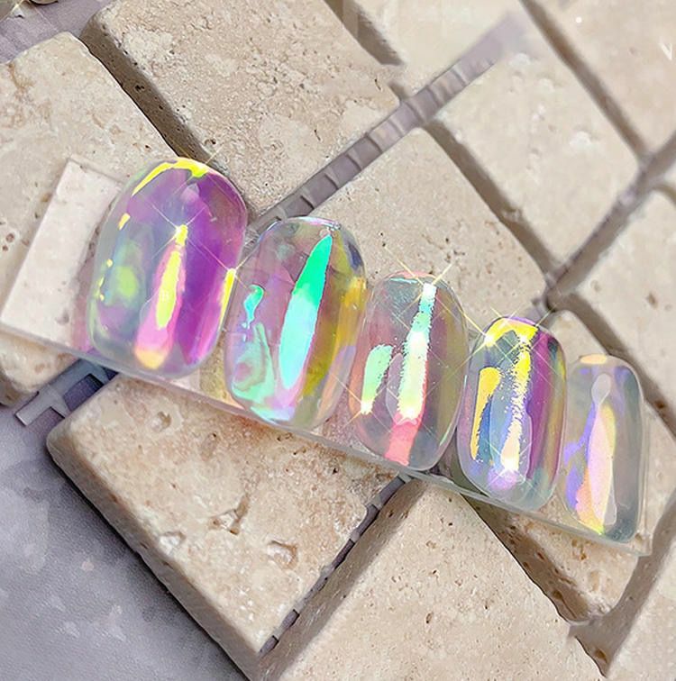Aurora Nail Foil Ice Cube Cellophane Broken Glass Film Stickers Shiny Paper DIY