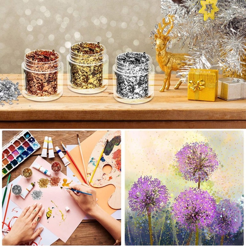 3 Bottles Broken Gold Foil Flakes Foil Fragments for Resin Jewelry Making