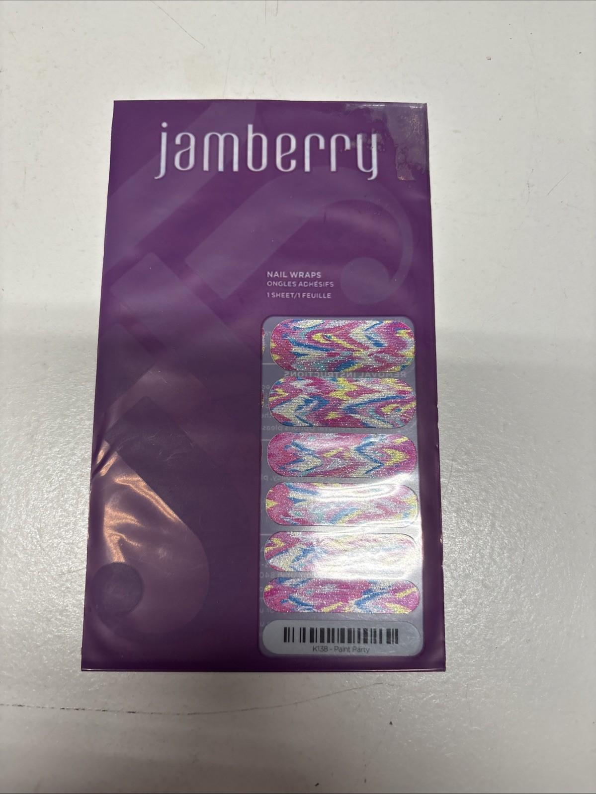 Retired Jamberry K138 Pretty in Paint Nail Wraps Glitter-Sealed