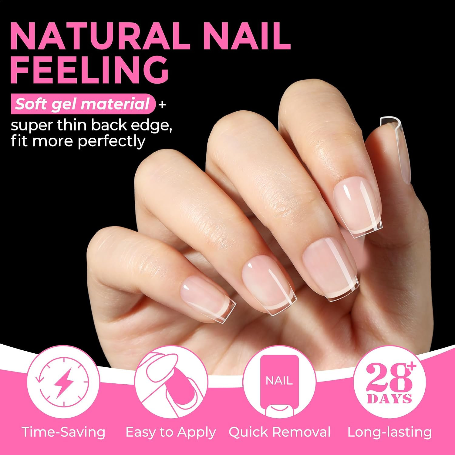 Extra Short Coffin Nail Tips, 216Pcs in 12 Szies Soft Gel Tips | Pre-Shaped Full