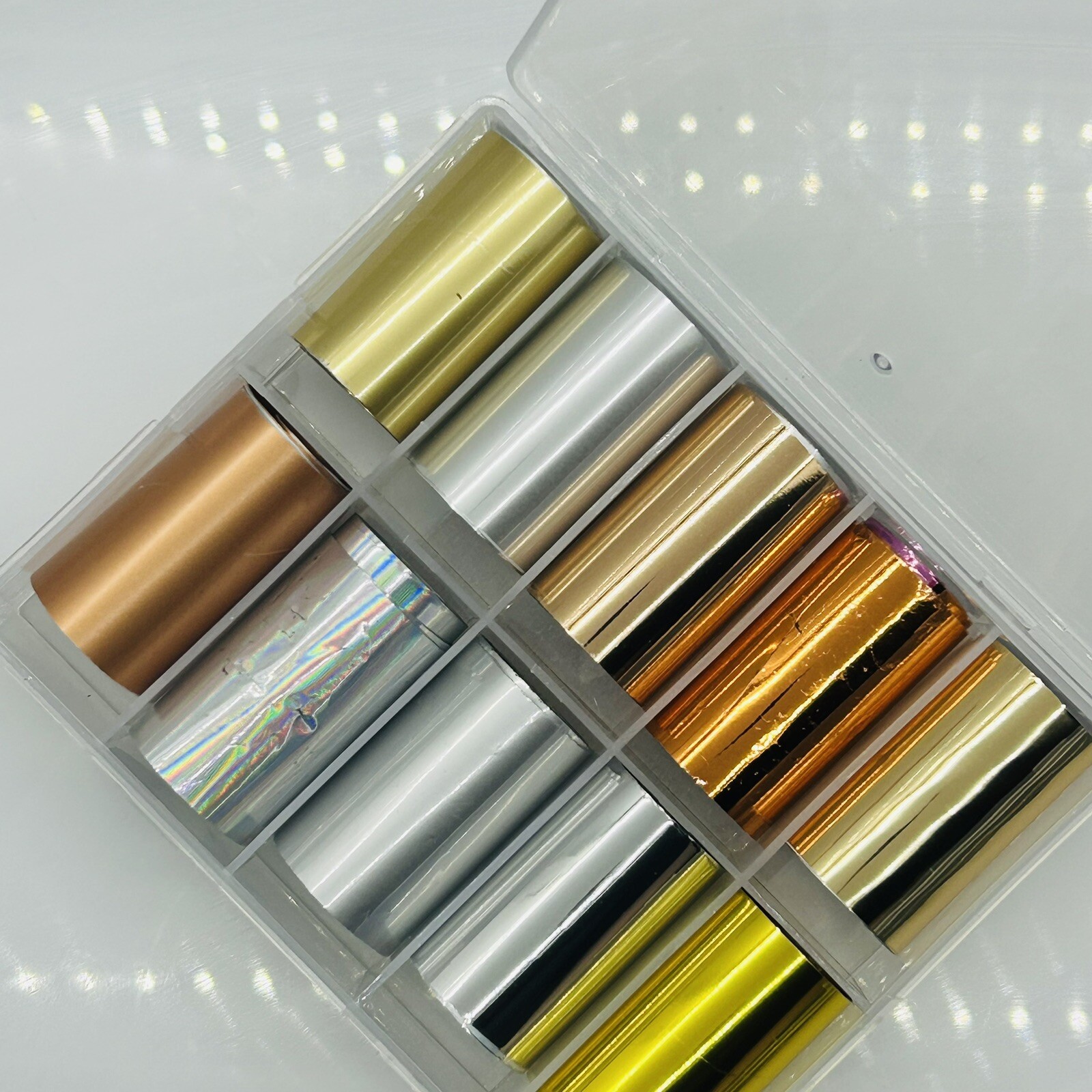 Nail Foil Stickers 10 Rolls Holographic & Plain Shiny Nail Transfer Foil Sticker