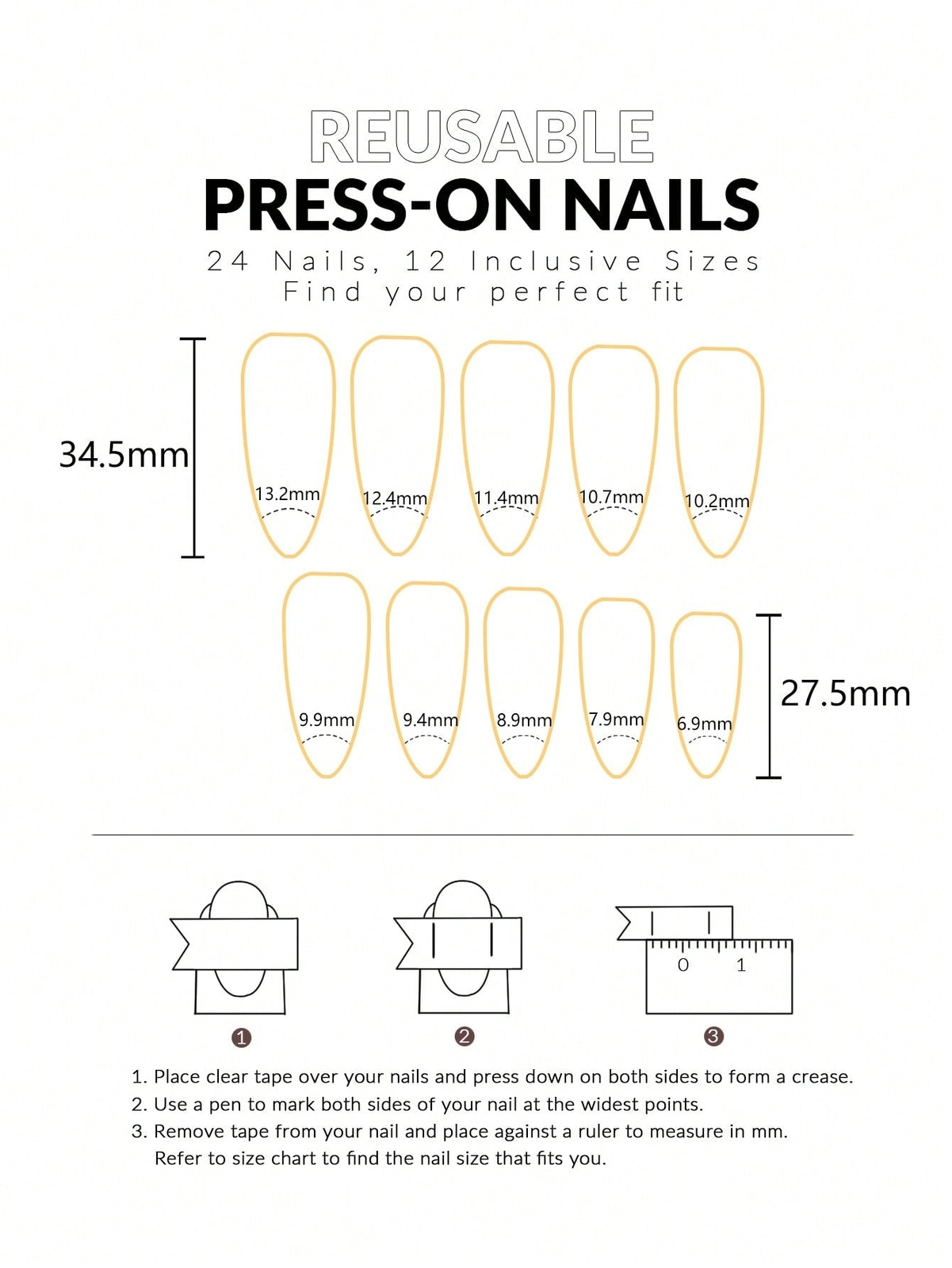 24pcs Long Almond Multicolor Flower Fake Nail Kit False Nails Press On Nails
